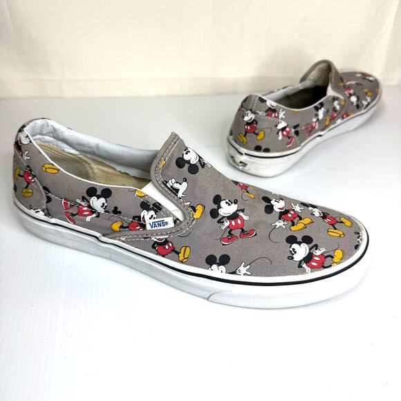 Vans Other - *Rare* VANS x Disney Classic Slip-On Sneakers Men's 12 Gray Mickey Mouse Skater